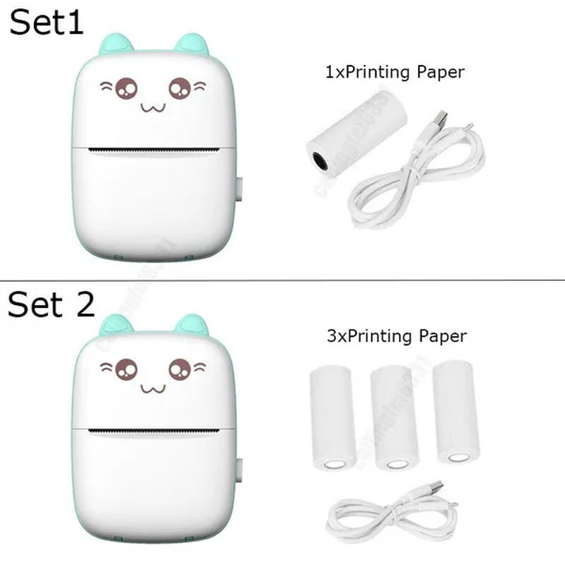 Portable Mini Label Printer Bluetooth Pocket Mini Thermal Printer with Printing Paper Wireless Smart Mini Printer for Mobile Phone IOS Android Inkless Printer for Photo Picture