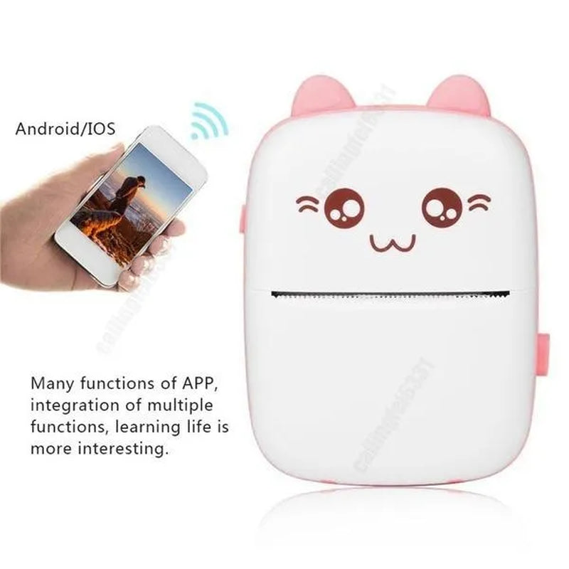 Portable Mini Label Printer Bluetooth Pocket Mini Thermal Printer with Printing Paper Wireless Smart Mini Printer for Mobile Phone IOS Android Inkless Printer for Photo Picture