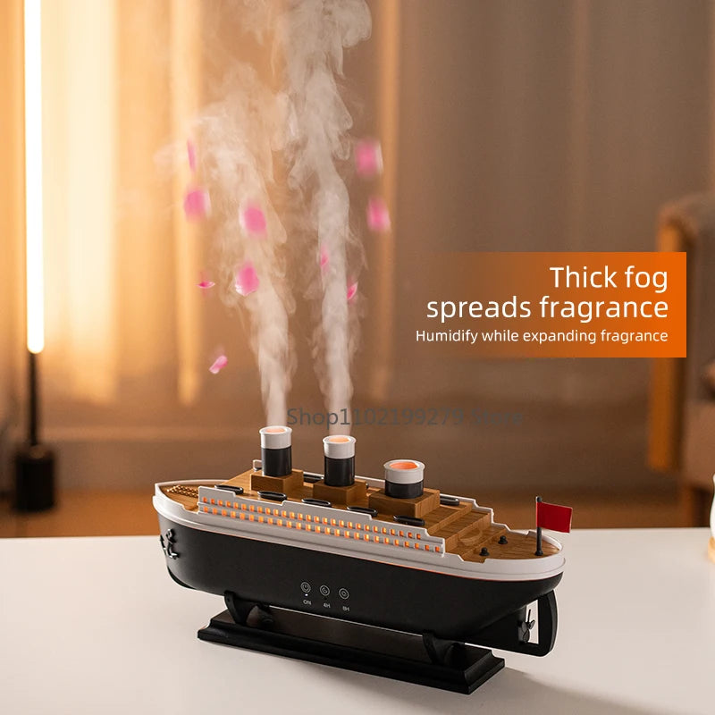 Titanic Ship Model Decoration Air Humidifier 250Ml Essential Oil Diffuser Jellyfish Smoke Ring Spray Aroma Diffuser for Home