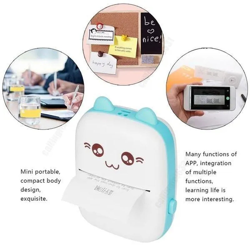 Portable Mini Label Printer Bluetooth Pocket Mini Thermal Printer with Printing Paper Wireless Smart Mini Printer for Mobile Phone IOS Android Inkless Printer for Photo Picture