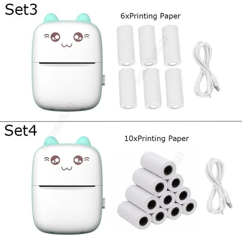 Portable Mini Label Printer Bluetooth Pocket Mini Thermal Printer with Printing Paper Wireless Smart Mini Printer for Mobile Phone IOS Android Inkless Printer for Photo Picture