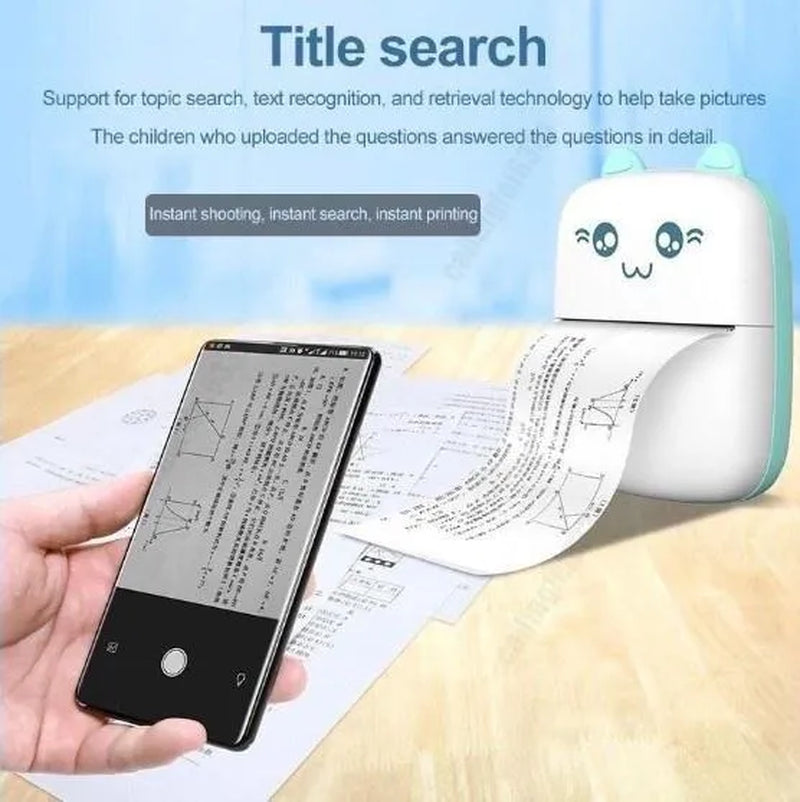 Portable Mini Label Printer Bluetooth Pocket Mini Thermal Printer with Printing Paper Wireless Smart Mini Printer for Mobile Phone IOS Android Inkless Printer for Photo Picture