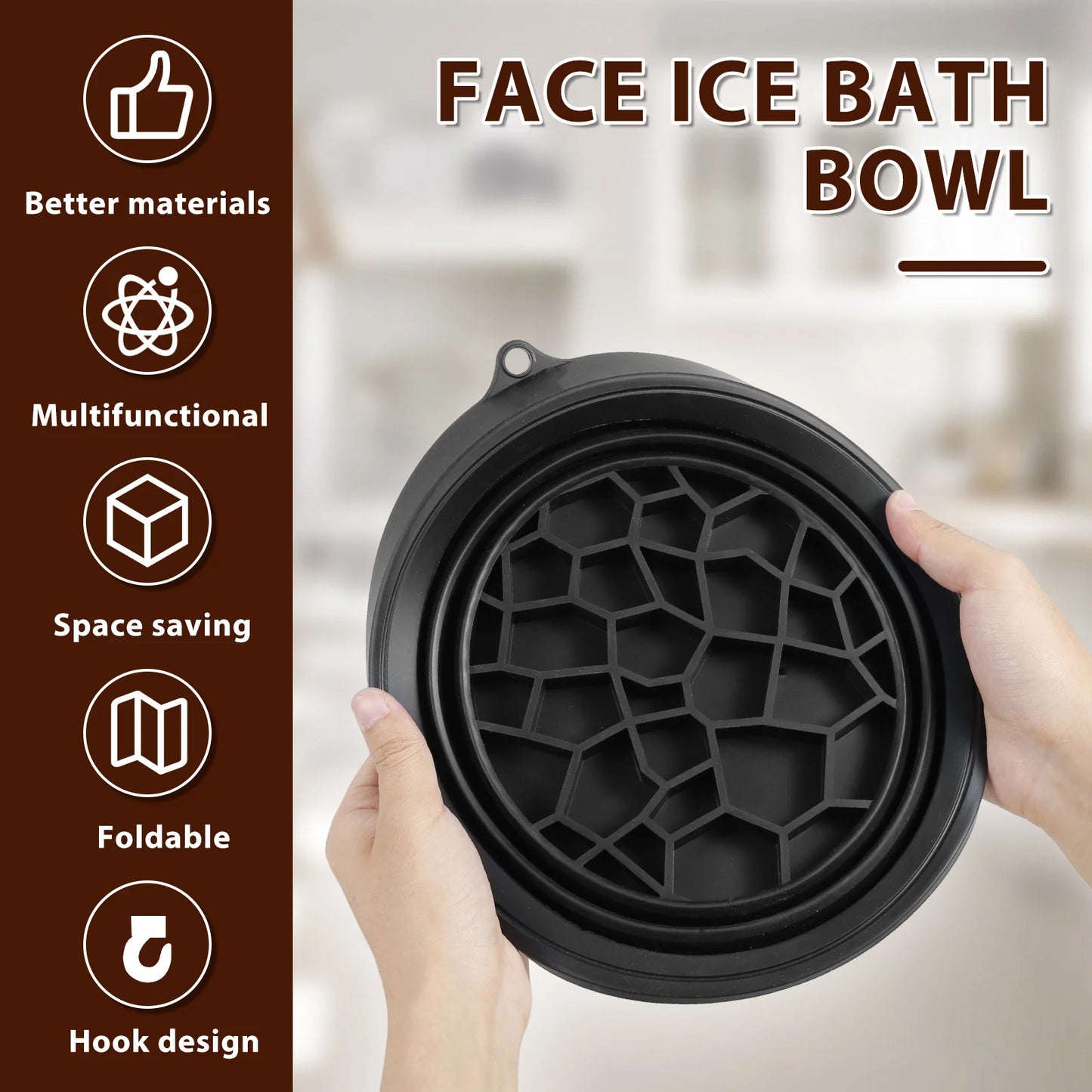 Silicone Face Ice Bath Tray Portable Collapsible Wash Basin Cold Therapy for Facial Puffiness Travel Beauty Bowl Facial Tool
