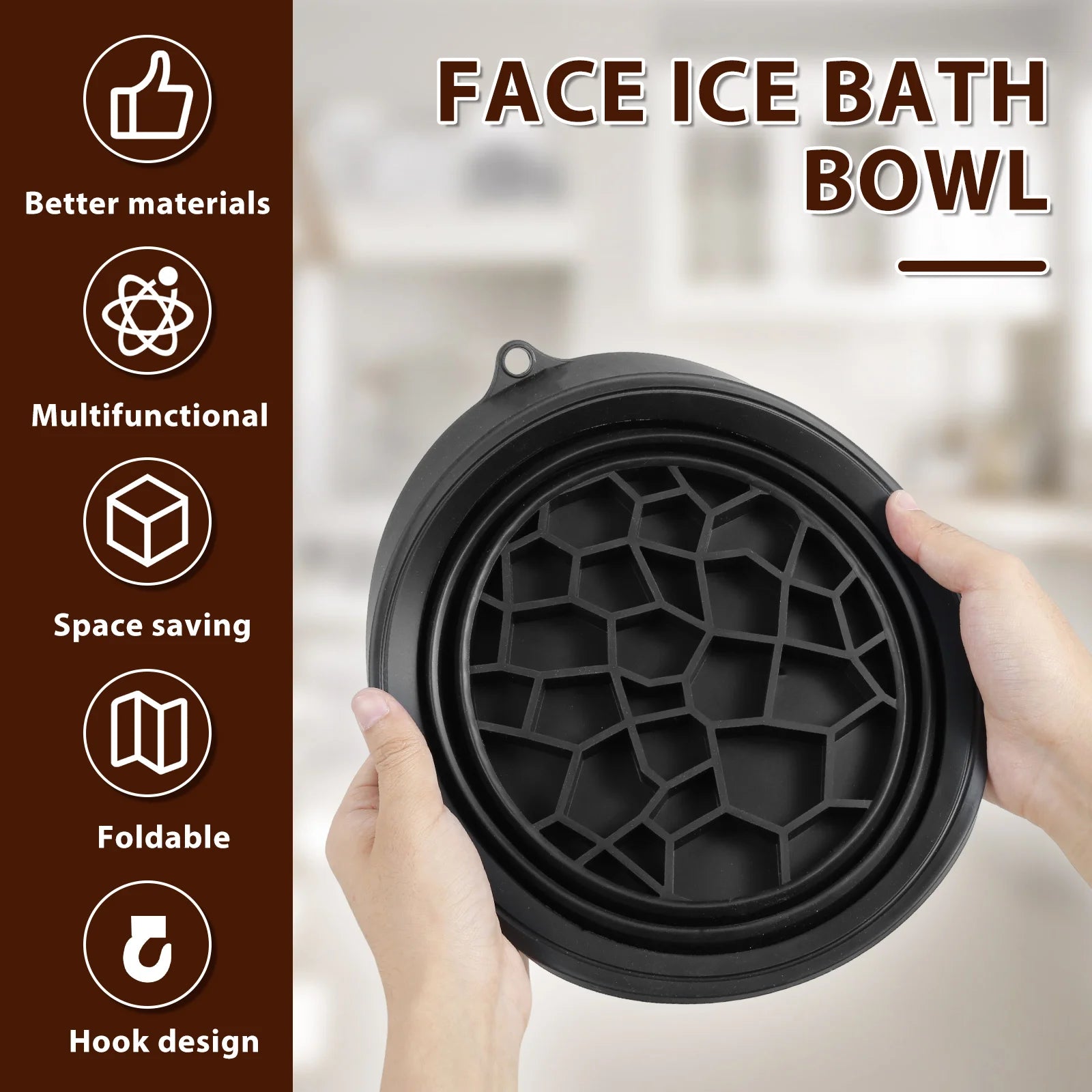 Silicone Face Ice Bath Tray Portable Collapsible Wash Basin Cold Therapy for Facial Puffiness Travel Beauty Bowl Facial Tool